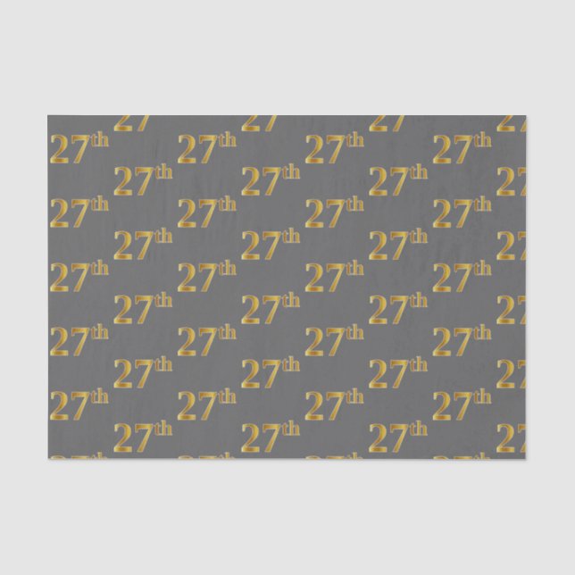 Papel De Seda Cinza, Faux Dourado 27º (27º) Evento (Frente )