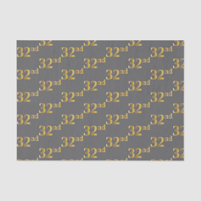 Papel De Seda Cinza, Faux Dourado 32º (32º) Evento (Frente )