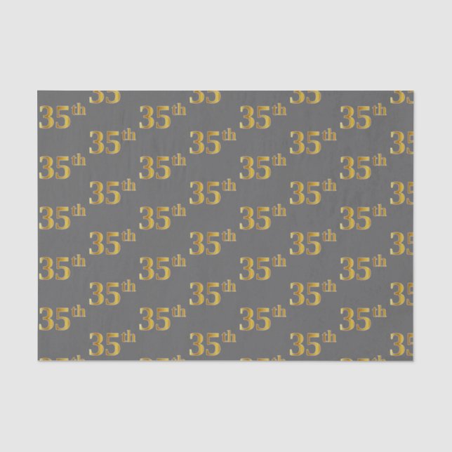 Papel De Seda Cinza, Faux Dourado 35º (Trinta e Cinco) Evento (Frente )