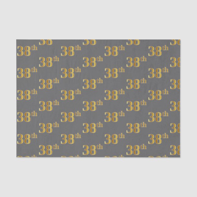 Papel De Seda Cinza, Faux Dourado 38º (38º) Evento (Frente )