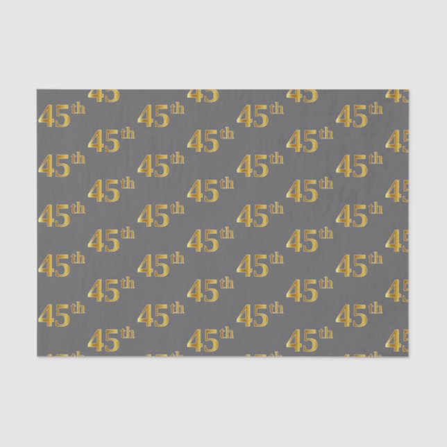 Papel De Seda Cinza, Faux Dourado 45º (quarenta e cinco) evento (Frente )