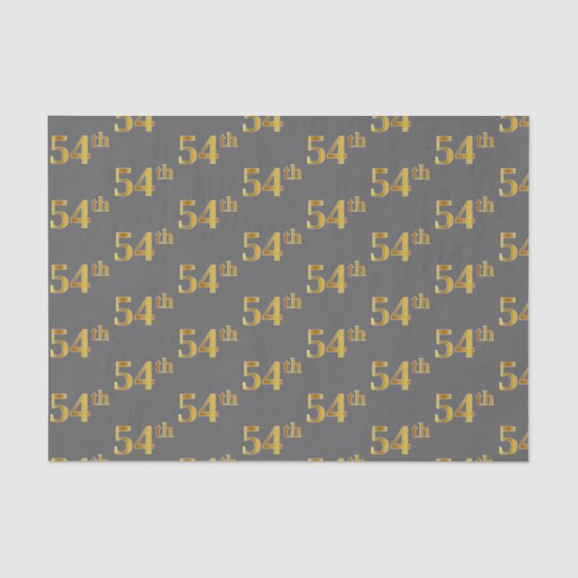 Papel De Seda Cinza, Faux Dourado 54º (54º) Evento (Frente )