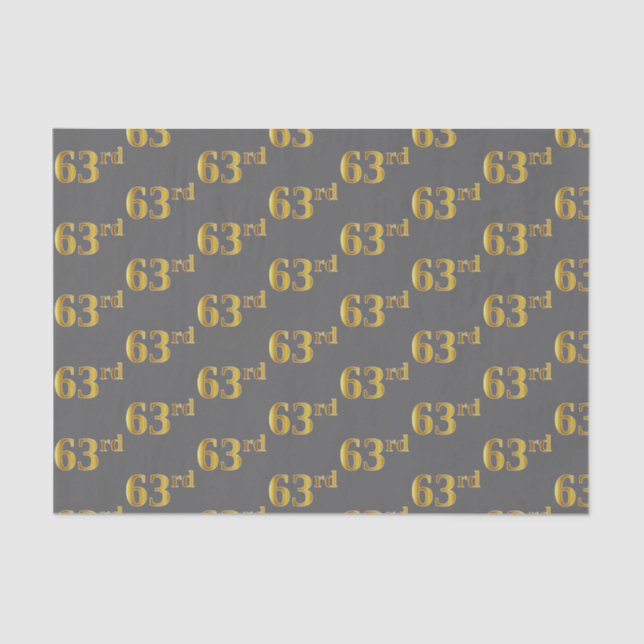 Papel De Seda Cinza, Faux Dourado 63º (63º) Evento (Frente )