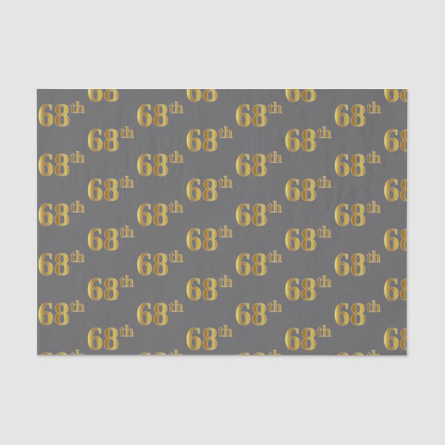 Papel De Seda Cinza, Faux Dourado 68º (68º) Evento (Frente )