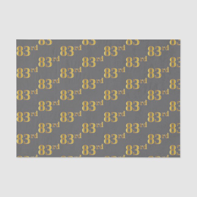 Papel De Seda Cinza, Faux Dourado 83º (oitenta e três) Evento (Frente )