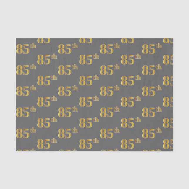 Papel De Seda Cinza, Faux Dourado 85º (oitenta e cinco) Evento (Frente )