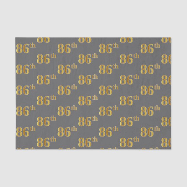 Papel De Seda Cinza, Faux Dourado 86º (oitenta e seis) Evento (Frente )