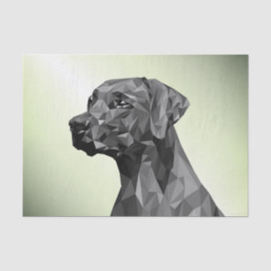 Papel De Seda Cinza Geométrico Cachorro Verde