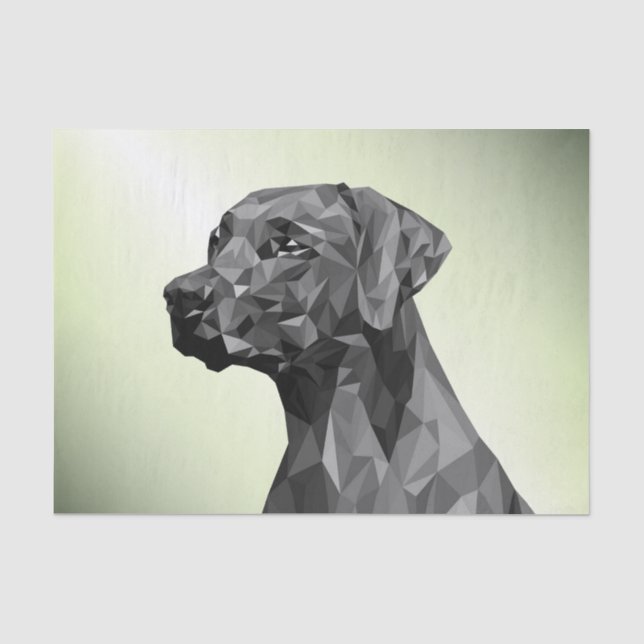 Papel De Seda Cinza Geométrico Cachorro Verde (Frente )