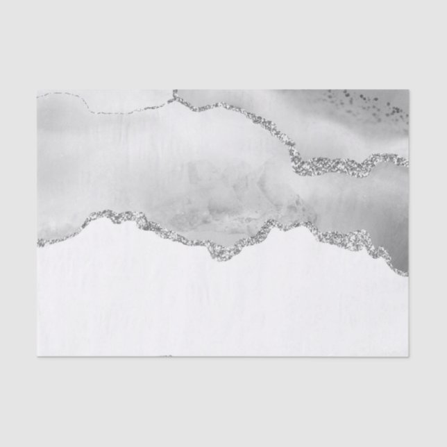 Papel De Seda Cinza Marble Branco Agate Simples Silver Gliter (Frente )