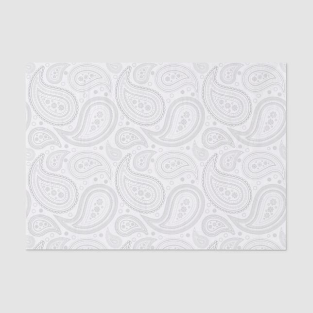 Papel De Seda Cinza - Padrão de Paisley no Livro Branco (Frente )