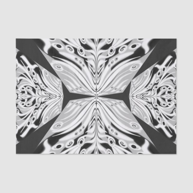 Papel De Seda Cinza Preto E Abstrato Branco Com Mão-Mama (Frente )