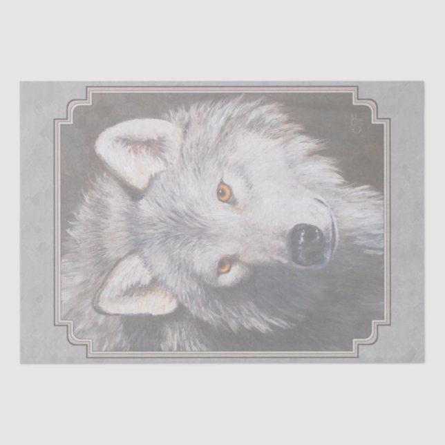 Papel De Seda Cinza Timber Wolf Face (Frente )