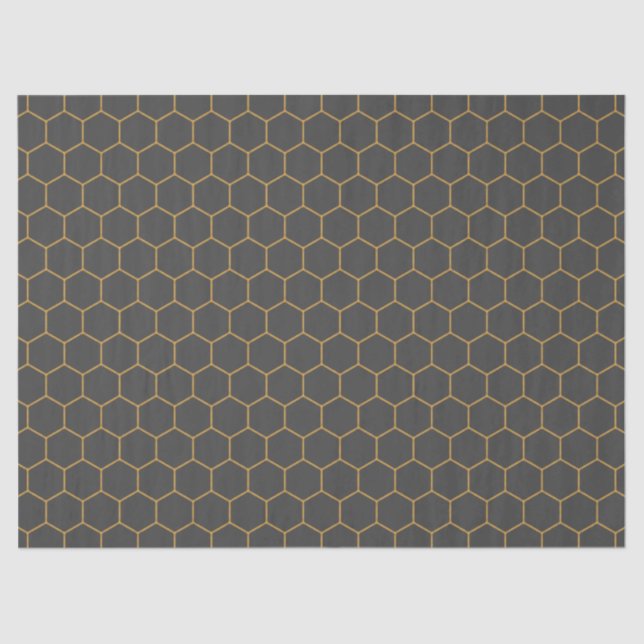 Papel De Seda Cinza Yellow Honeycomb Hexagon Trendy Chic (Frente )