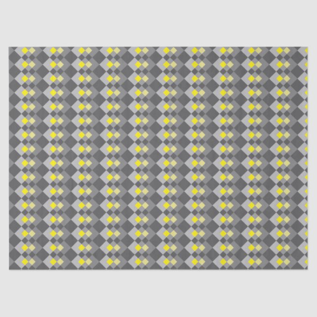 Papel De Seda Cinza Yellow Trendy Chic Diamond Patterno Geométri (Frente )
