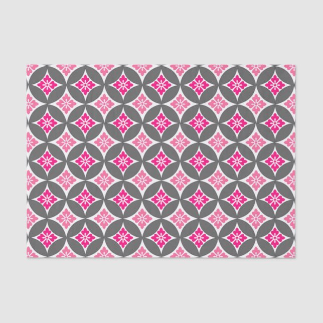 Papel De Seda Cinzas com flor, rosa e prata (Frente )