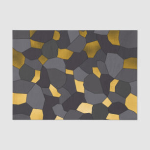 Papel De Seda cinzas de ouro na moda e mosaico preto