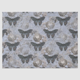 Papel De Seda Cinzas de Vintage e Decoupage de Borboleta Azul