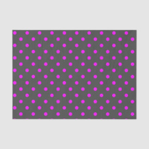 Papel De Seda Cinzas médias & bolinhas cor-de-rosa