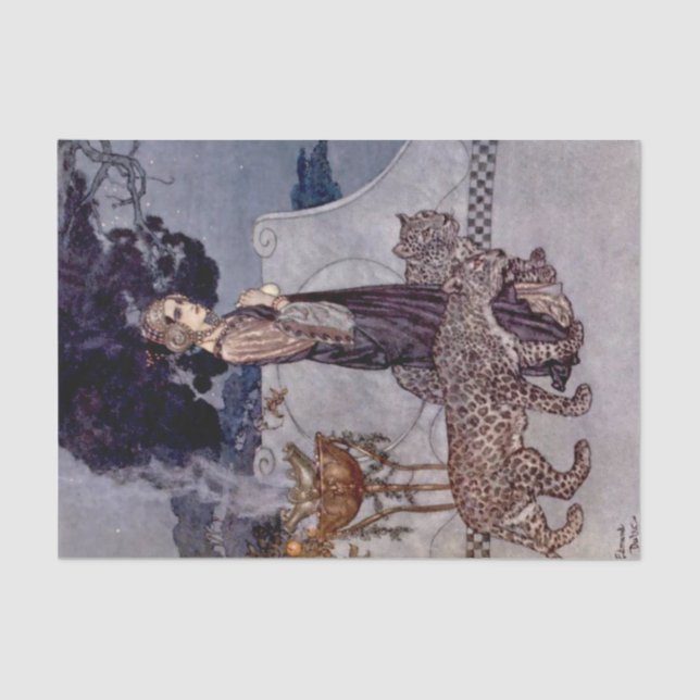 Papel De Seda “Circe Com Leopardos” por Edmund Dulac (Frente )