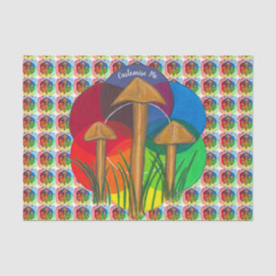 Papel De Seda Círculo de Cogumelos - Pintura em acrílico