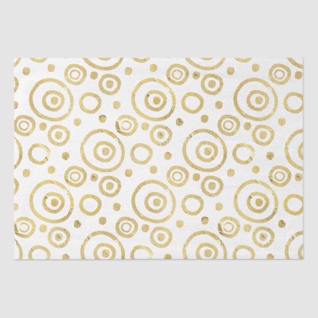 Papel De Seda Círculo Dourado e branco moderno com brilho na mão (Frente )