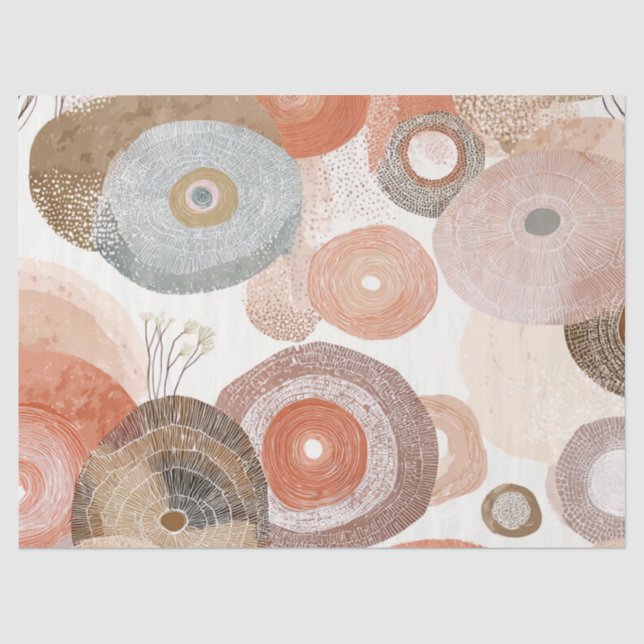 Papel De Seda Círculos Abstratos Boho Terrosos | Design Orgânico (Frente )
