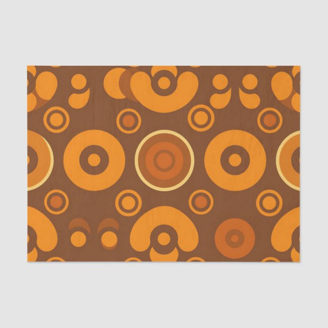 Papel De Seda Círculos Abstratos Groovy Retro Padrão 1970  (Frente )
