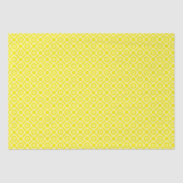 Papel De Seda Círculos Amarelos E Brancos (Frente )