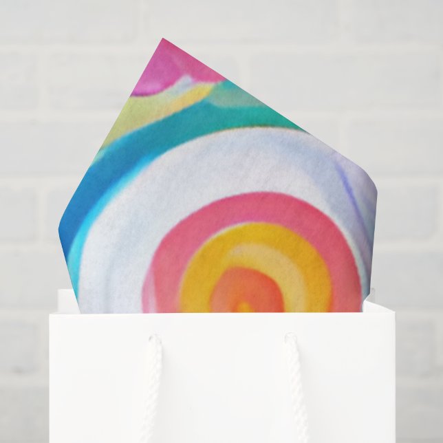 Papel De Seda Círculos de Arte Abstrata Cores Brilhantes Nome Pe (Sacola de presentes)