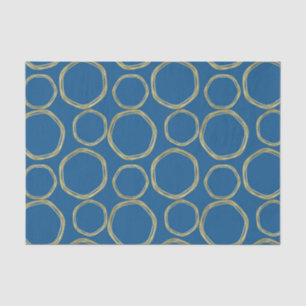 Papel De Seda Círculos Dourados & Azul Brilhante Moderno Fashion