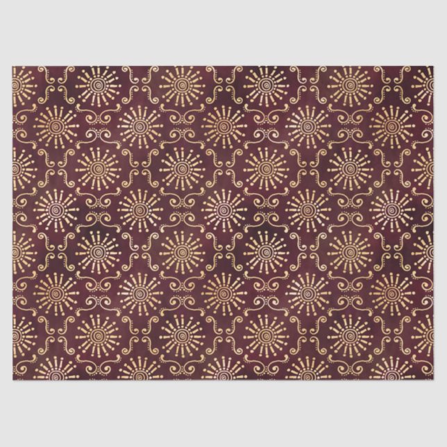 Papel De Seda Círculos Dourados e espirros na Decoupage Vermelha (Frente )