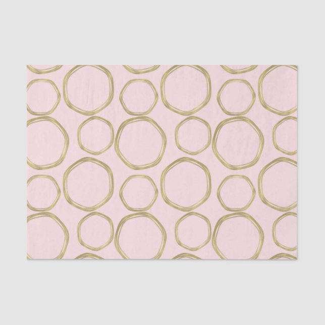 Papel De Seda Círculos Dourados e Tópico Moderno Rosa Rosa Rosa  (Frente )