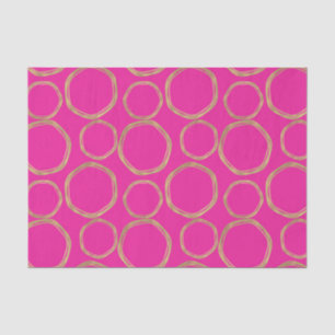 Papel De Seda Círculos Dourados & Rosa Vibrante Ousado Moderno N