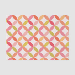 Papel De Seda Círculos rosa laranja moderno de meados do século 