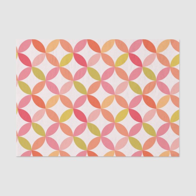 Papel De Seda Círculos rosa laranja moderno de meados do século  (Frente )