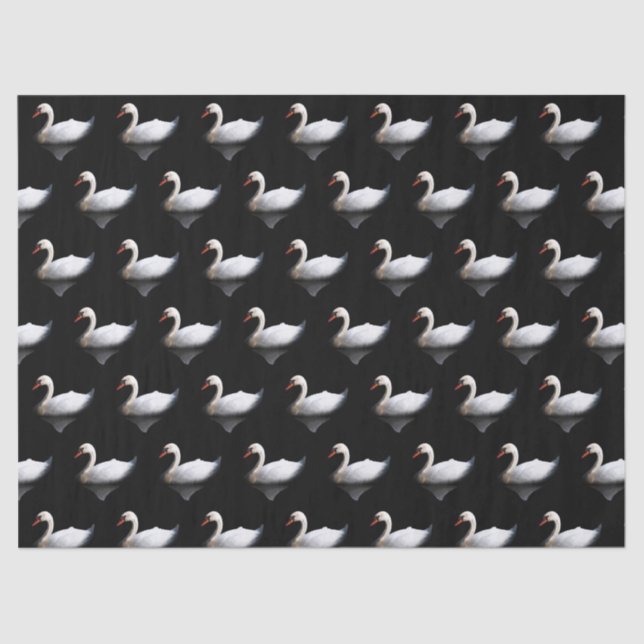 Papel De Seda Cisne branco sobre preto (Frente )
