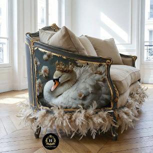 Papel De Seda Cisne Coroado a Ouro com Decoupage Floral