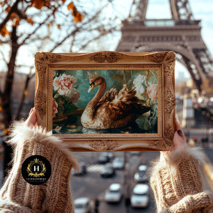 Papel De Seda Cisne de Bronze com Coroa e Decoupage de Flores Ro