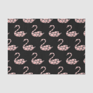Papel De Seda Cisne de Pérola Rosa Elegante em Fundo Preto