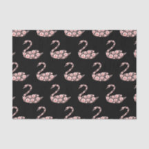 Cisne rosa-rosa elegante em fundo preto