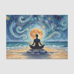 Papel De Seda Citações de Ioga Meditação Céu Noturno Estrelado L