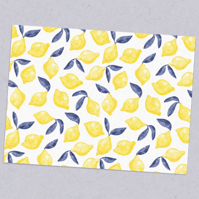 Papel De Seda Citrus de Padrão de Limão de Aquarela (Criador carregado)