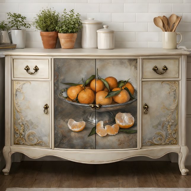 Papel De Seda Citrus e Decoupage Prateado (Citrus & Silver Decoupage Tissue Paper Mockup)