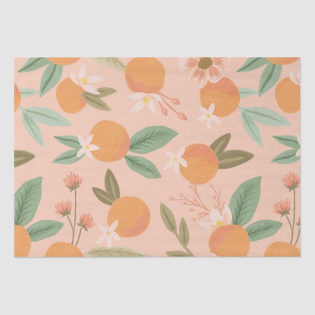Papel De Seda Citrus Tropical Floral Rosa (Frente )