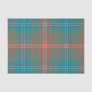 Papel De Seda Clan Wilson Orange Turquoise Xadrez Check Tartan