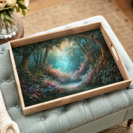 Papel De Seda Clareira da Floresta Encantada em Teal Nebuloso De