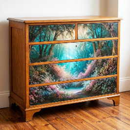 Papel De Seda Clareira da Floresta Encantada em Teal Nebuloso De