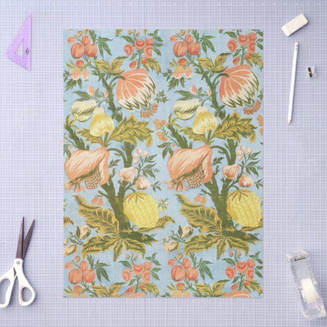 Papel De Seda Classic Baroque Floral Fruit Damask Textile (Arte )