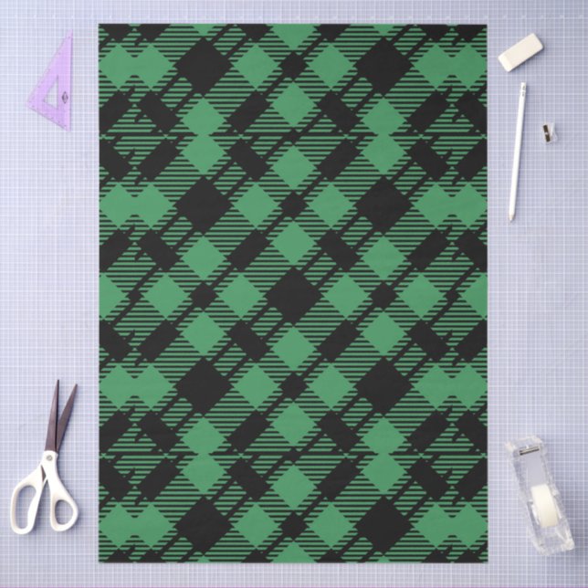 Papel De Seda Classic Holiday Green Checkered Pattern  (Arte )